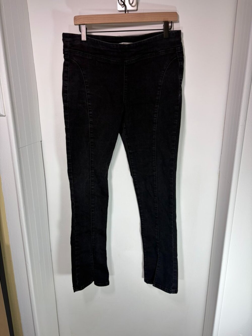 Free People Double Dutch Pull-On Slit Skinny Jeans Womens Black M We The Free
